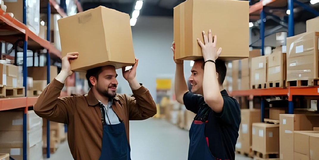 Warehouse Workers Having Fun