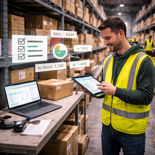 Warehouse worker managing stock inventory - Inventory Management and Stock Tracking