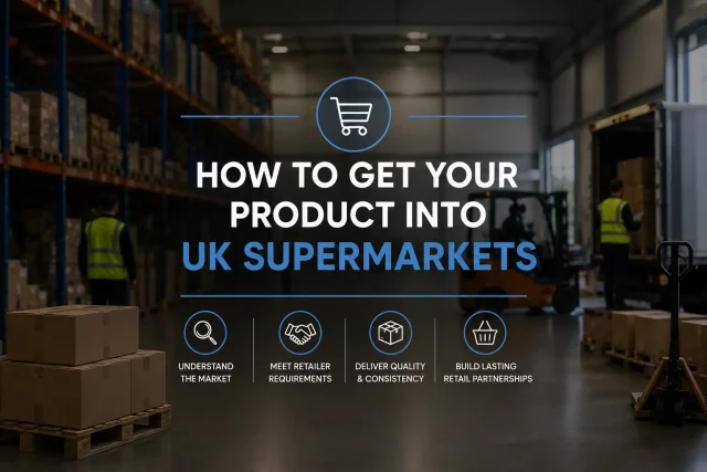 Brand products on supermarket shelves after successful retail listing