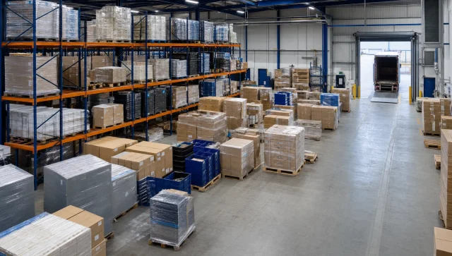 A UK fulfilment warehouse shows racked pallets, pick faces and clear aisles for storing stock by demand level.