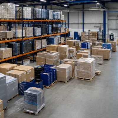 A UK fulfilment warehouse shows racked pallets, pick faces and clear aisles for storing stock by demand level.