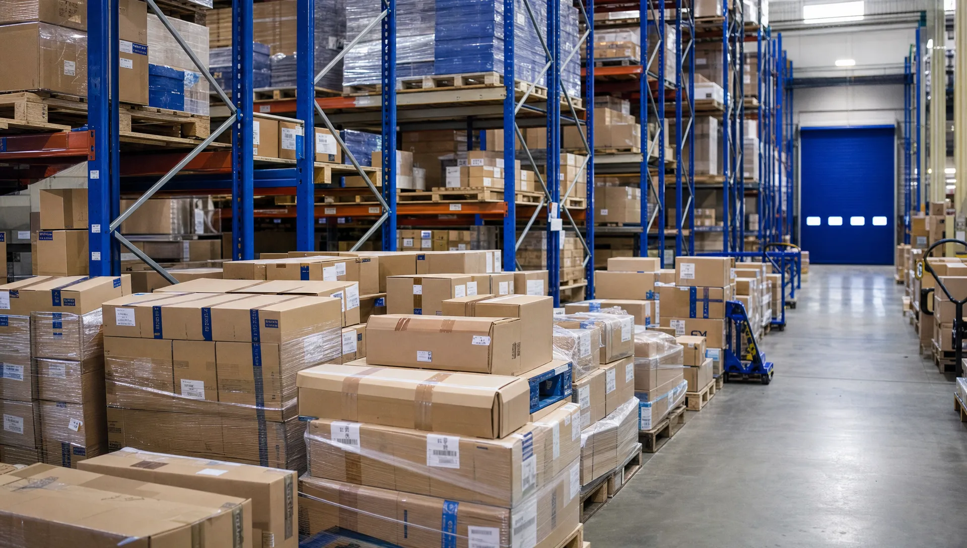 Do You Need a UK Warehouse to Sell Products in the UK? 1 Unbranded warehouse racking with boxed stock ready for dispatch in a UK eCommerce warehouse.